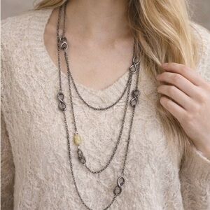 Elegant Silver Multi-Layer Necklace